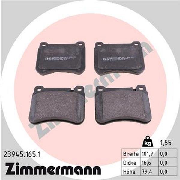 Zimmermann Brake Pad Set, 23945.165.1 23945.165.1